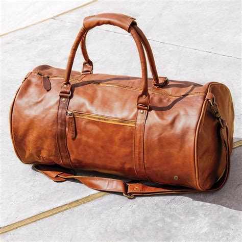 personalized leather duffle bag